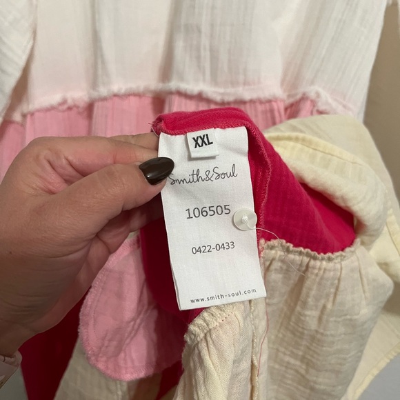 Women’s SMITH & SOUL BNWT Multicolor Pink And White Long Sleeve Dress Tiered XXL - Picture 8 of 12